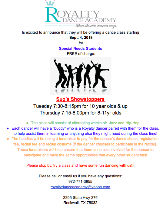 Royalty Dance Academy announces Sug’s Showstoppers